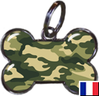 Médaille os motif camouflage pour chien et chat